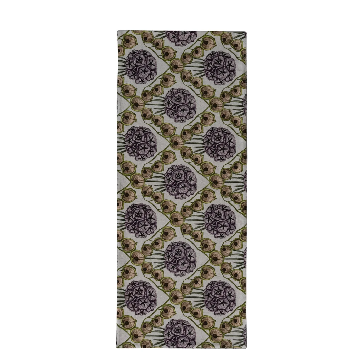 Carefully Designed Cotton Linen Two-Sided Table Runner with Botanical Pattern Consistent