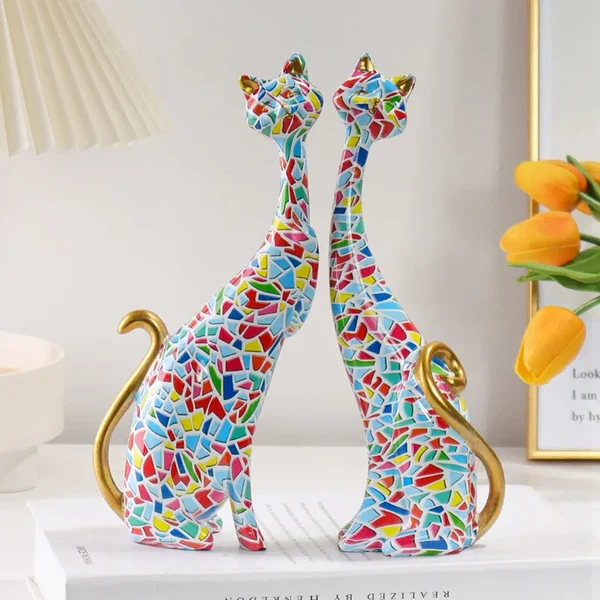 Recyclable Nordic Resin Abstract Cat Statue Healthy