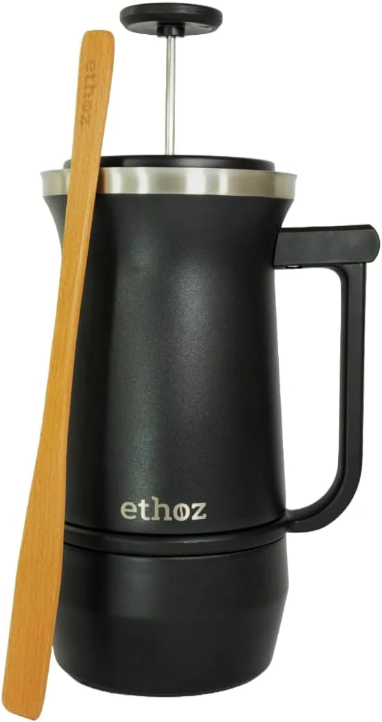 Excellent Ethoz by Planetary Design Uptowner French Press 32oz Stainless Steel US Patented Bru-Stop amp Removable Bottom Double-Wall Insulated for Smooth Balanced Coffee – No Grit No Bitterness Modern