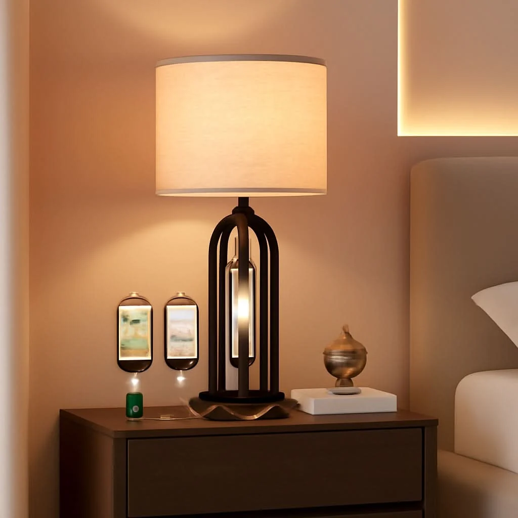Efficient Obsidian Living Room Table Lamp Three Way Dimmable USB Outlet Stylish