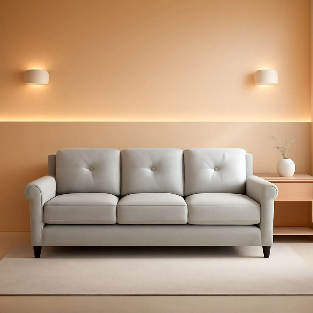 Innovative Harrington Sofa Beige With Curved Arms For Living Room Natural