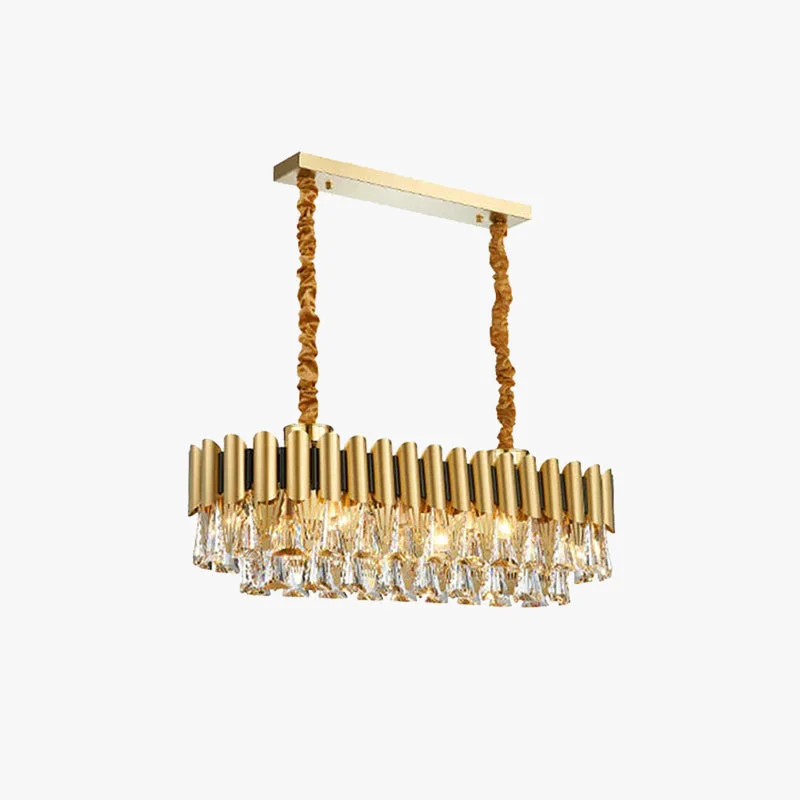 Classic Marilyn Rectangular Luxury Metal Crystal Chandelier Gold Small Safe