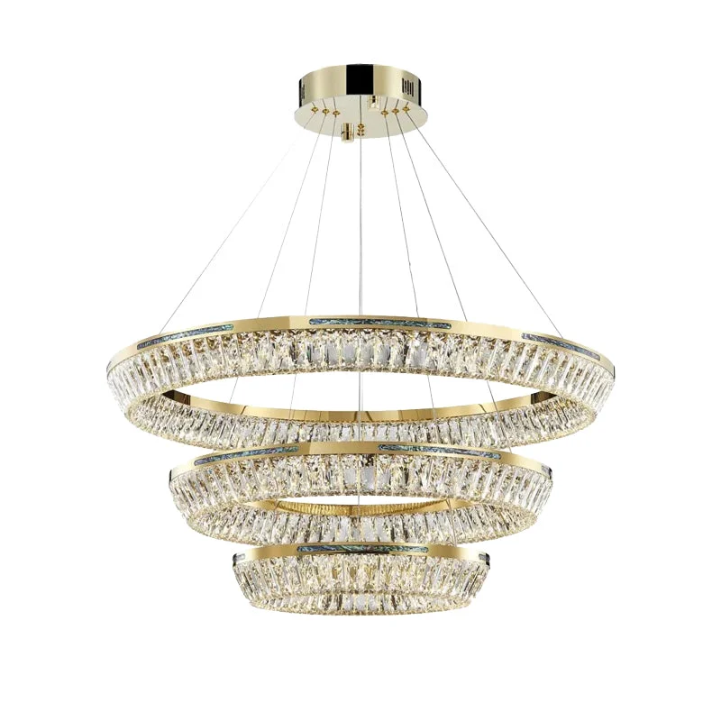 Relaxed Marilyn Modern Luxury Crystal Gold Chandelier Tri-Circle Functional