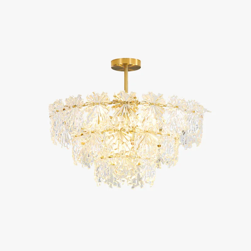 Dependable Marilyn Elegant Gold Pendant Light 3 Rings Metal Glass Natural