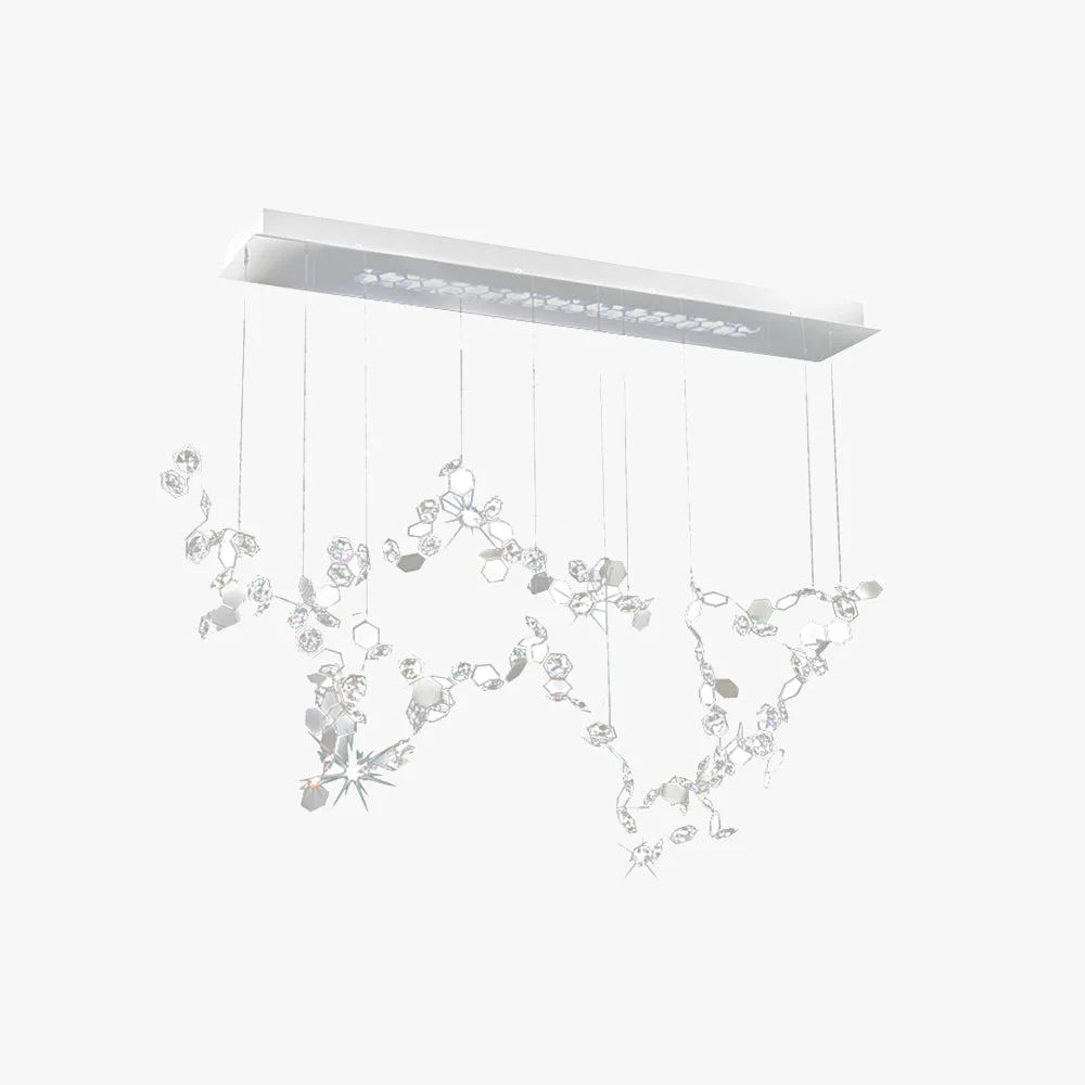 Exceptional Ophelia Modern Sheet Crystal Chandelier Silver Living Room Artisan