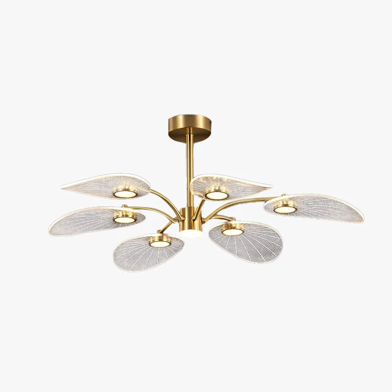 Fine Crafted Carins Art Deco Leaf Metal Acrylic Chandelier Gold Reliable