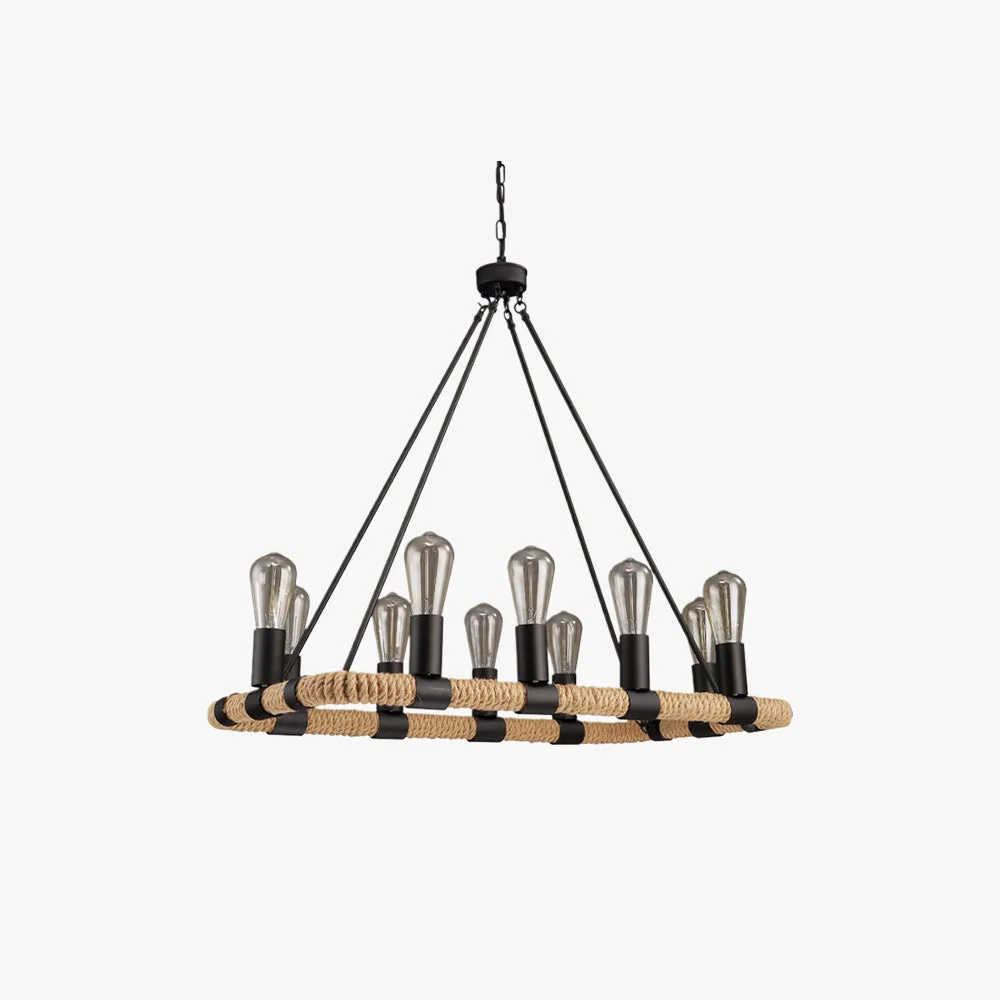 Dependable Alessio Retro Industrial Rope Pendant Light Black Green