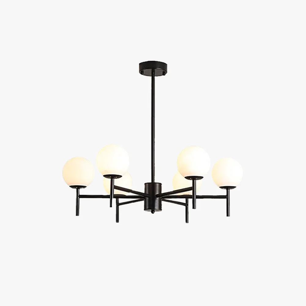 Carefully Designed Valentina Modern Ball Glass Metal Chandelier Black Gold Responsible