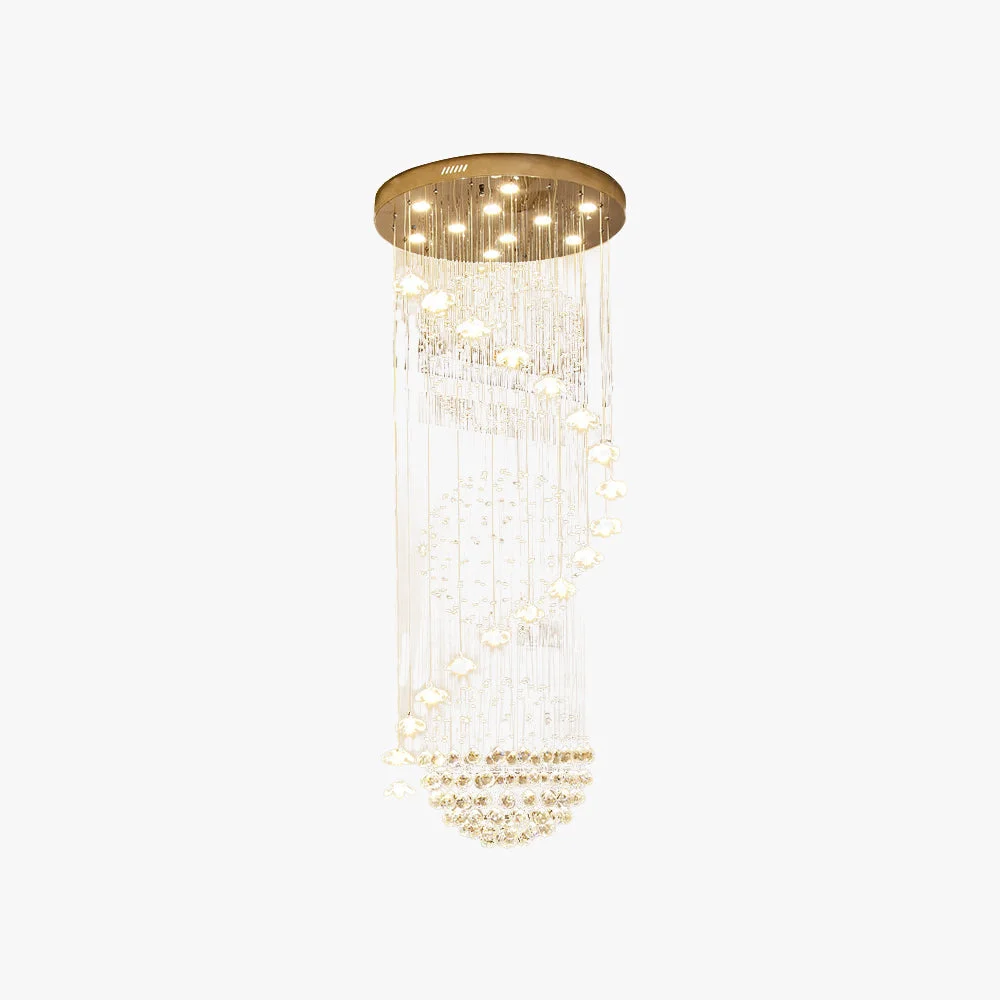 Comfortable Hailie Luxury Spiral Cascading Crystal Chandelier Chrome Breathable