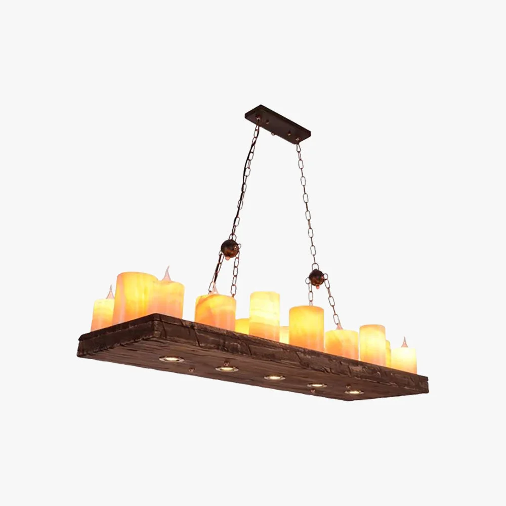 Fashionable Austin Farmhouse Candle Metal Glass Wood Chandelier Top-Quality