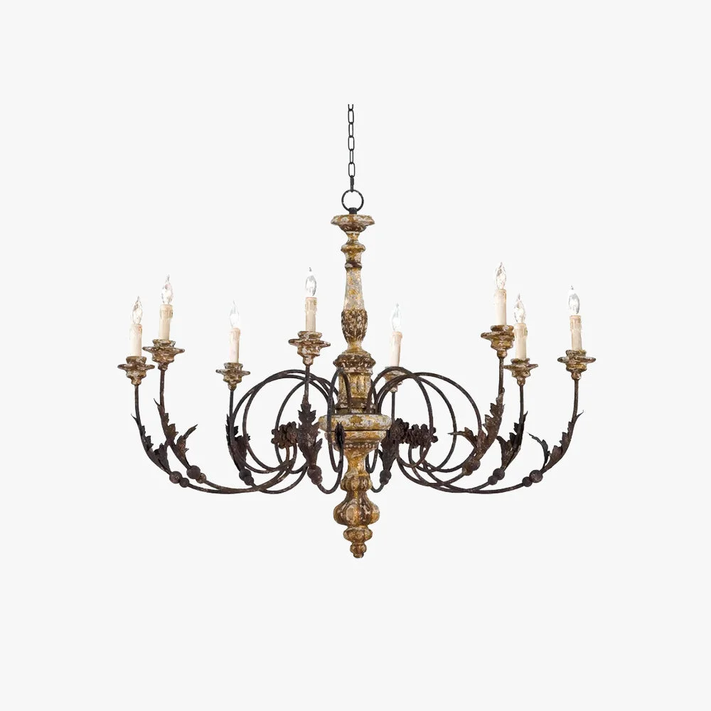 Premium Material Silva Large Retro Creative Chandelier Brown Wood Metal Living Room World-Class