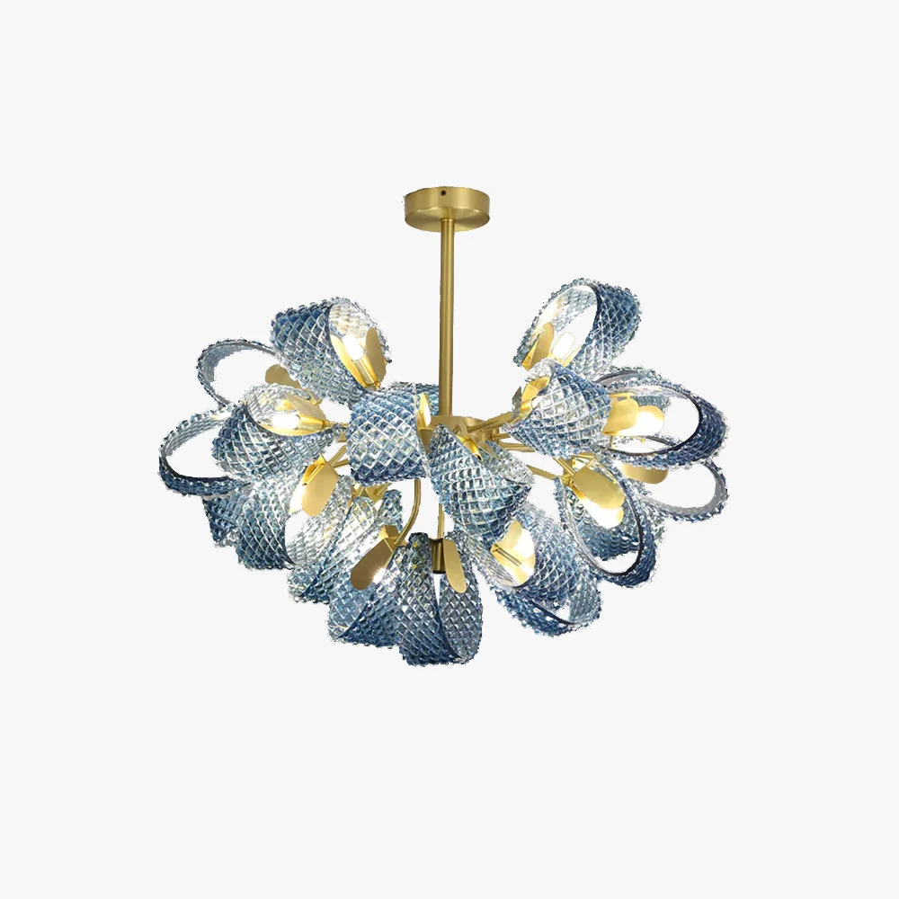 Environmentally Friendly Hailie Vintage Art Deco Blue Glass Chandelier Living Room Fast
