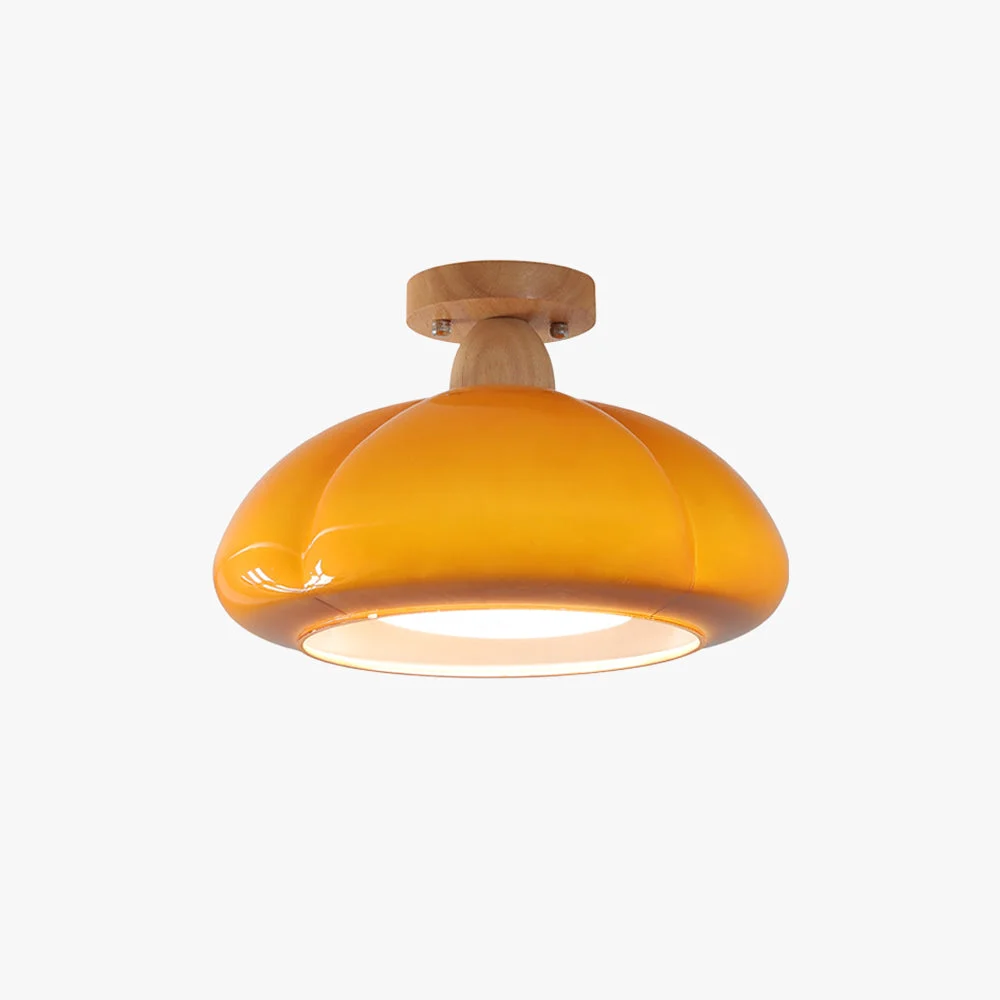 Premium Hailie Modern LED Pumpkin Creativity Ceiling Light Glass Wood Aisle Hallway Bedroom Living Room Soft