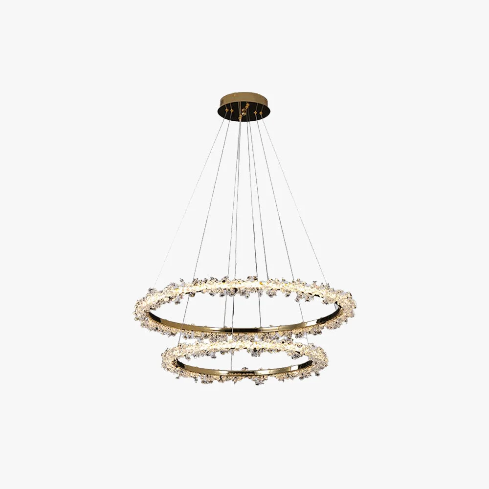 Functional Kristy Pendant Light Ring Luxury Crystal Metal Gold Bedroom Solid