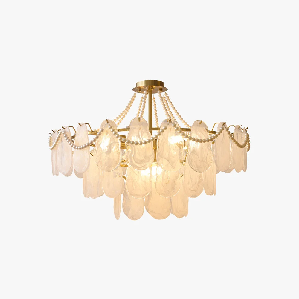 Versatile Kirsten Elegant Pearl Glass Metal Chandelier White Authentic