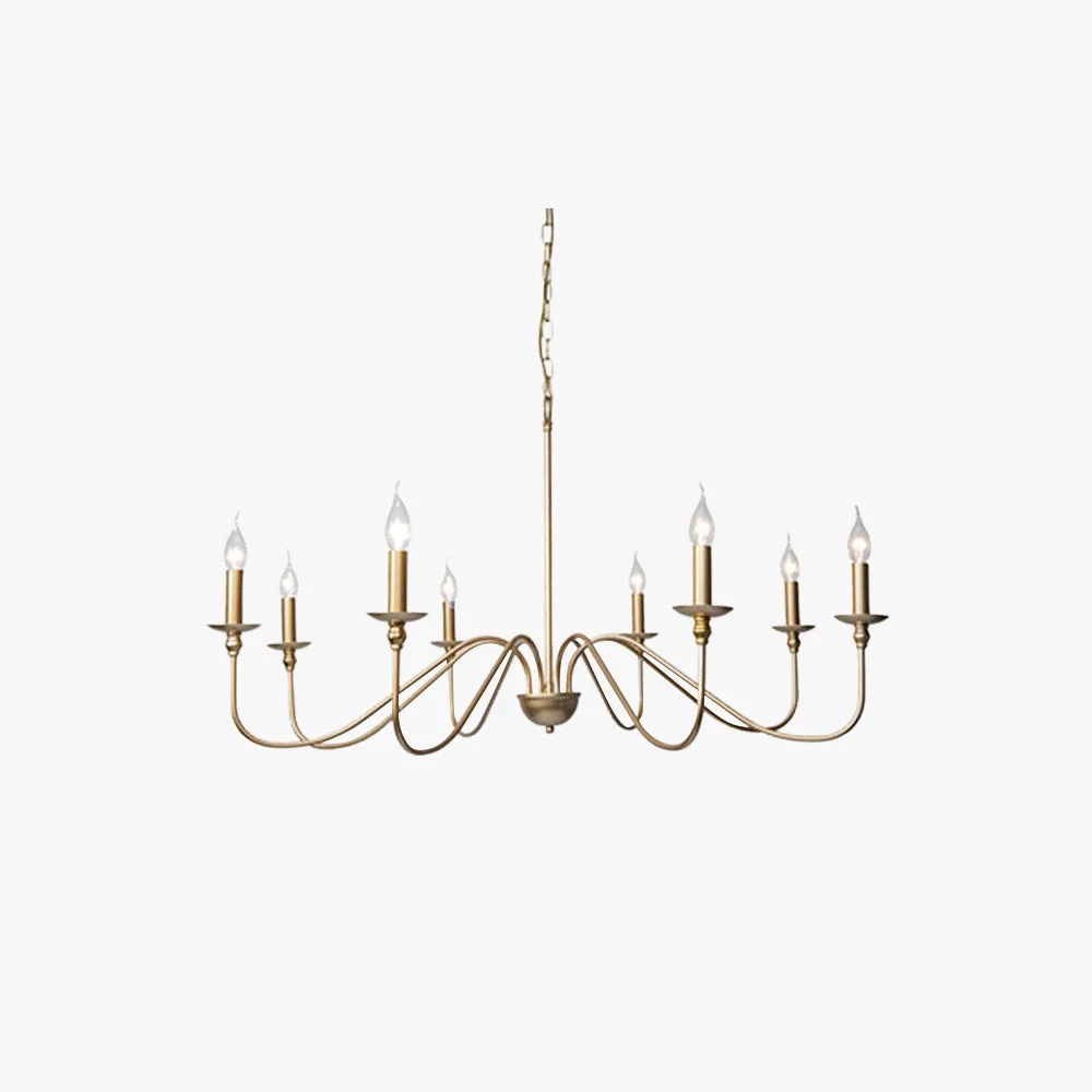 Prestigious Silva Retro Vintage Candle Metal Chandelier Black Gold High-End