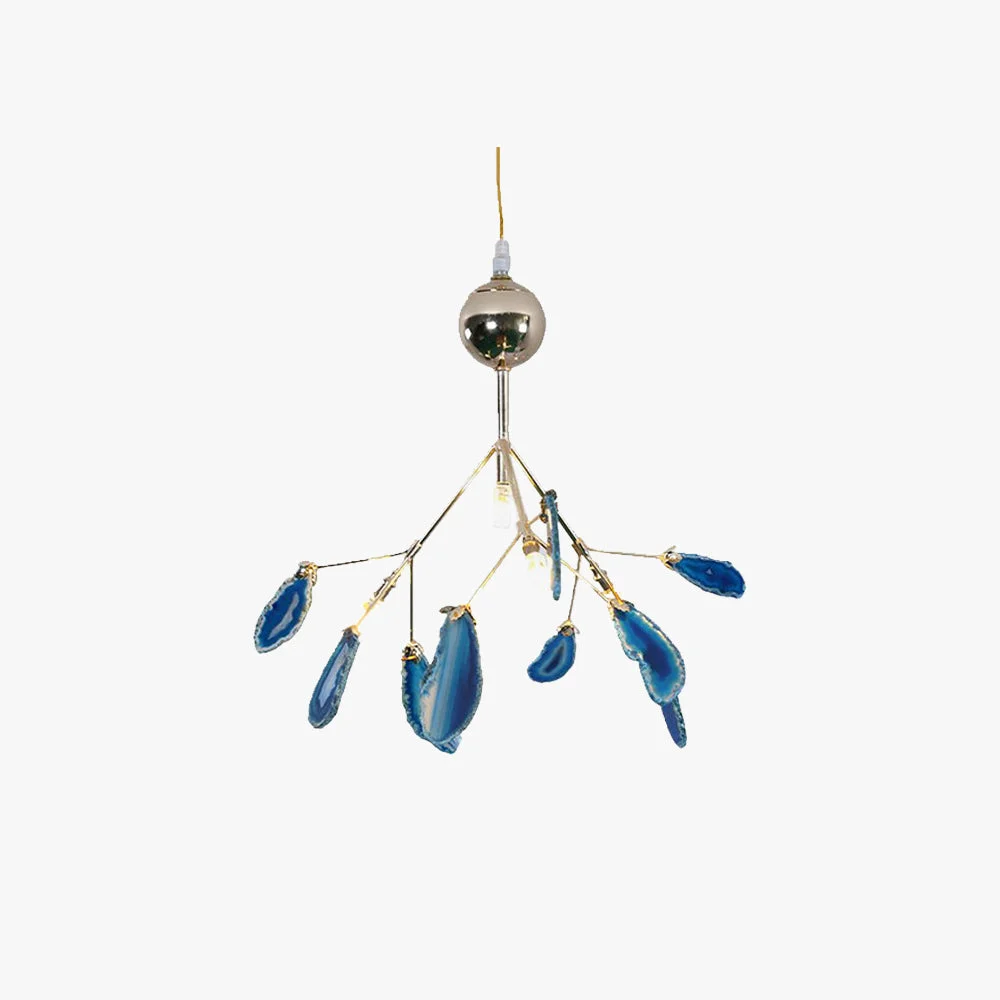 Stylish Javon Artistic Leaf Agate Pendant Light Blue Green Colorful Dining Room Long-Lasting