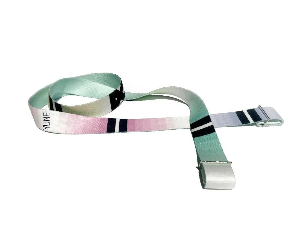 Certified Helena Yoga Strap – Rainbow Stretching Strap w Metal Buckles Yune Yoga Soft