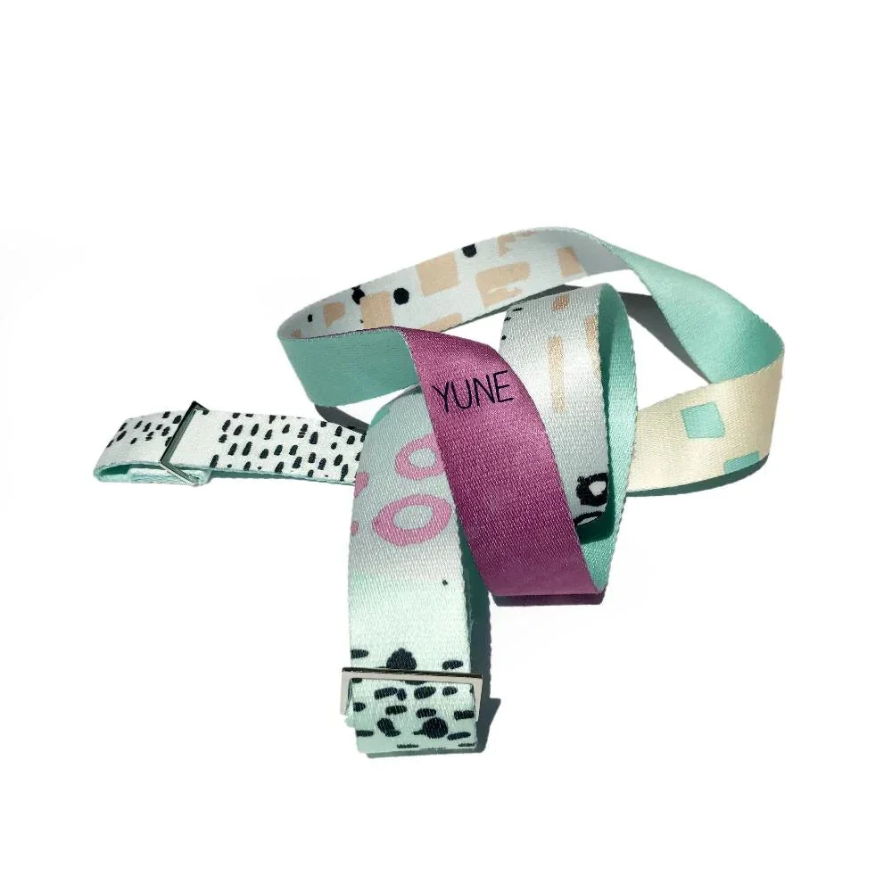 Sustainable Hemlock Yoga Strap – Multicolor Stretching Strap w Metal Buckles Yune Yoga Official