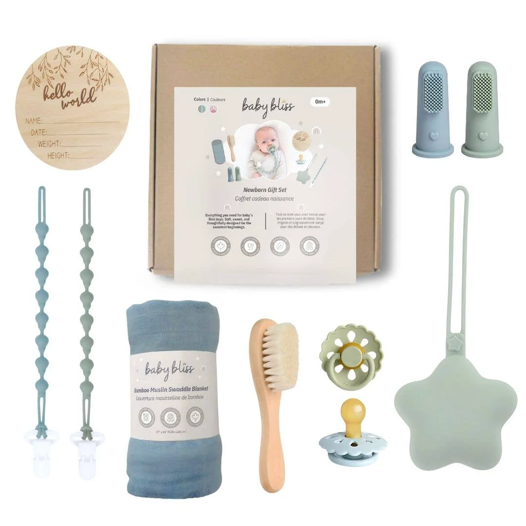 Expertly Made Newborn Gift Set Sage Dusty Teal Organic