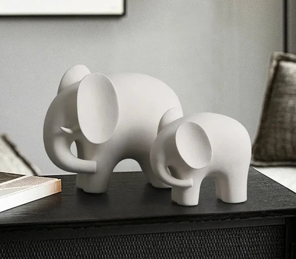 Green Nordic Style Elephant Resin Statue Minimalist