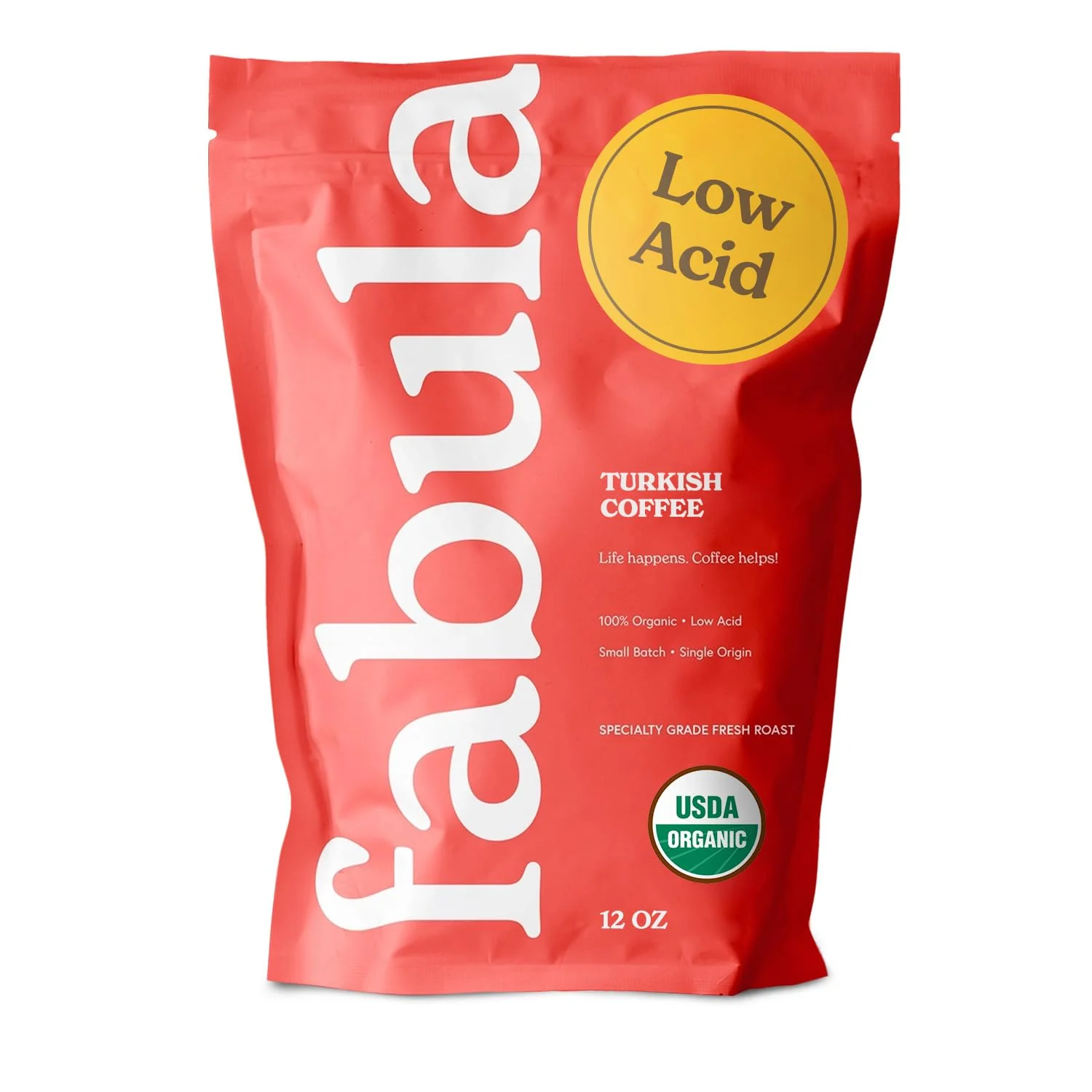 Expertly Made Fabula Organic Turkish Coffee - Very Fine Grind - Low Acid - Single Origin - Non-GMO - Mold - 12 Ounces Original Design