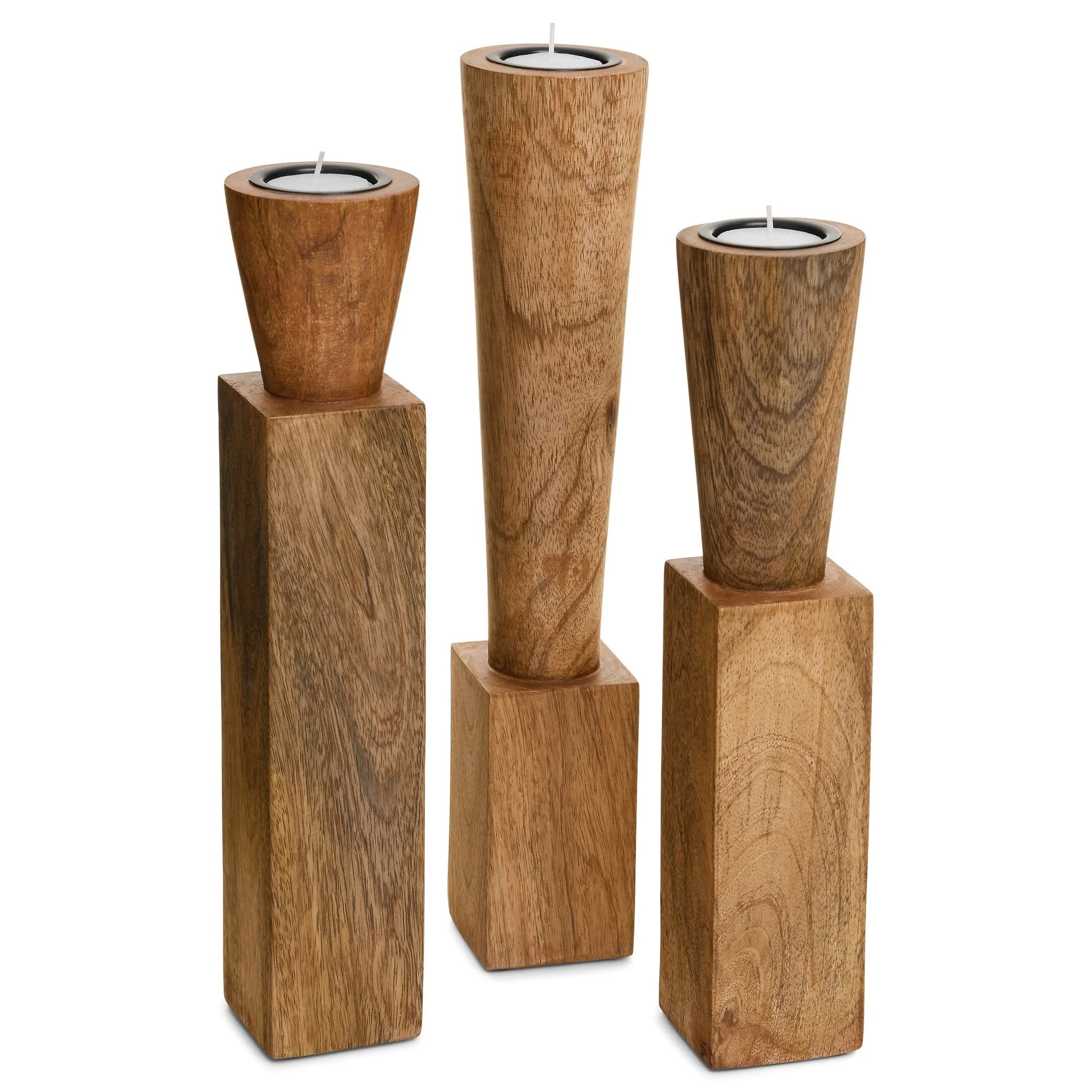 Breathable Sassari Small Candle Holder Mango Wooden Natural