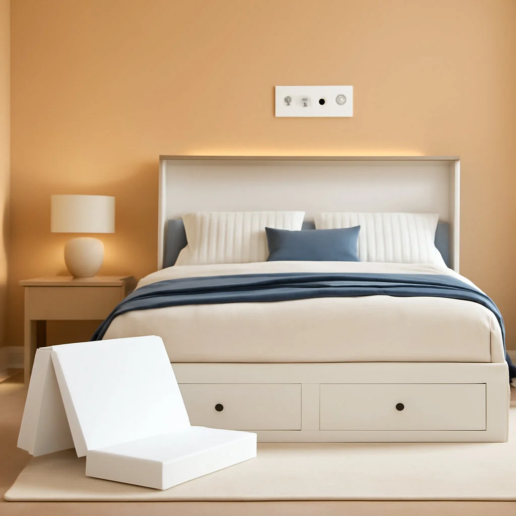 Breathable Full Murphy Bed Cabinet Distressed White Storage Solution Comfortable
