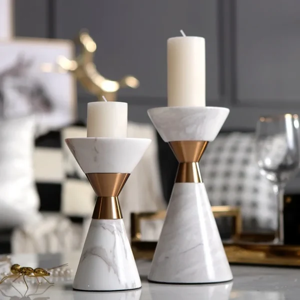 Green Modern Geometric Marble Candle Holder Recyclable