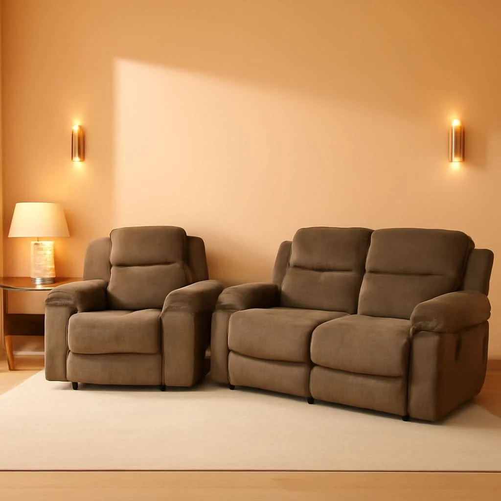 Modern Corduroy Living Room Set Reclining Sofa Loveseat Taupe Artisan