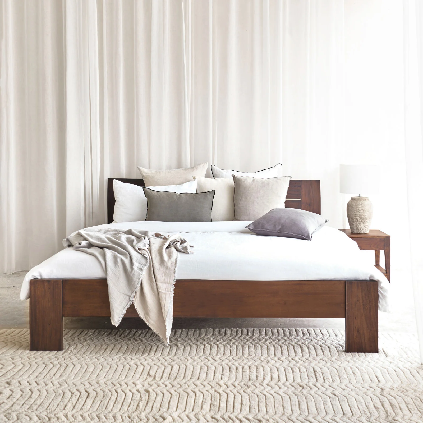 Smart Maya Bed Frame Dark Stained Teak Easy-to-Use