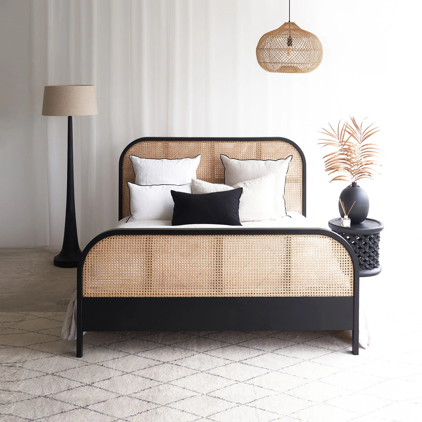 Fashionable Luna Bed Frame Teak - Black Versatile