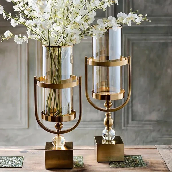 Powerful Elegant Gold and Glass Flower Vase High-Grade