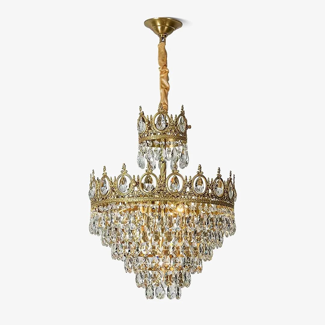 Exceptional Antique Crown Crystal Chandelier Fine Crafted