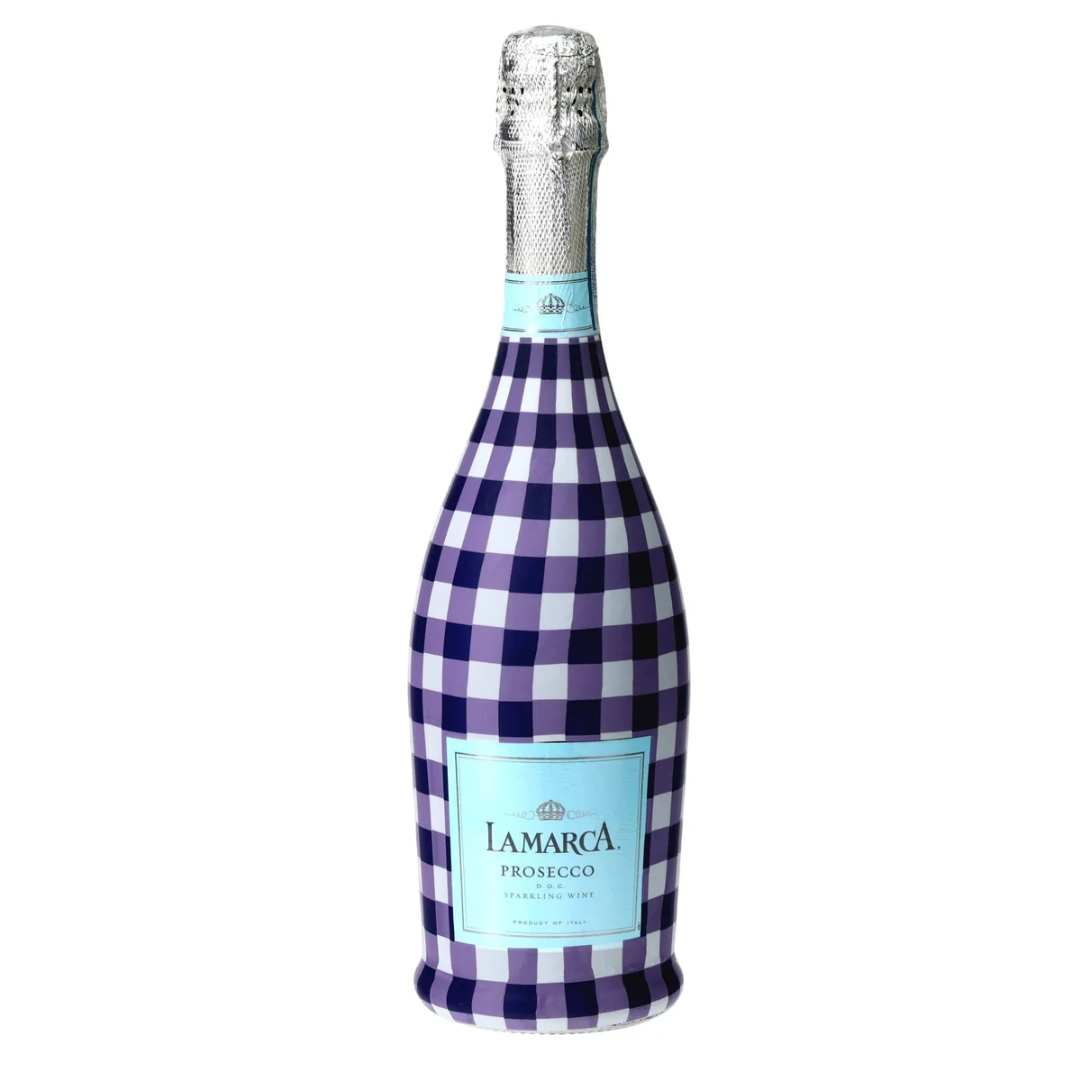 Fashionable Purple White Gingham Prosecco Bottle Wrap Carefully Designed