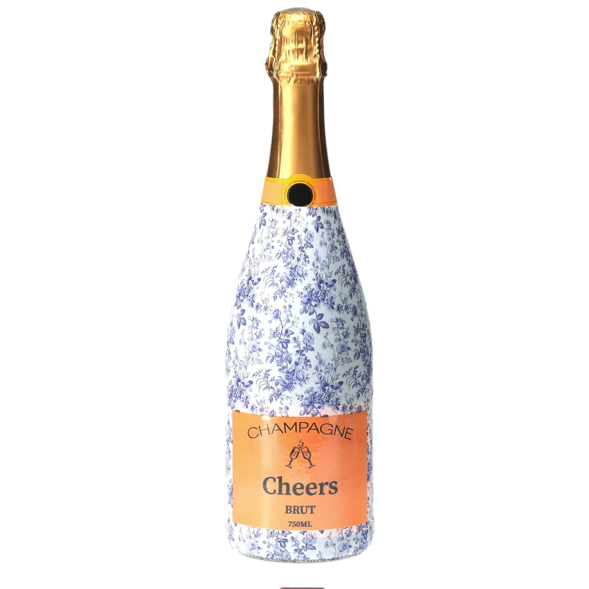 Top-Quality Grandmillennial Blue Floral Champagne Bottle Wrap Consistent