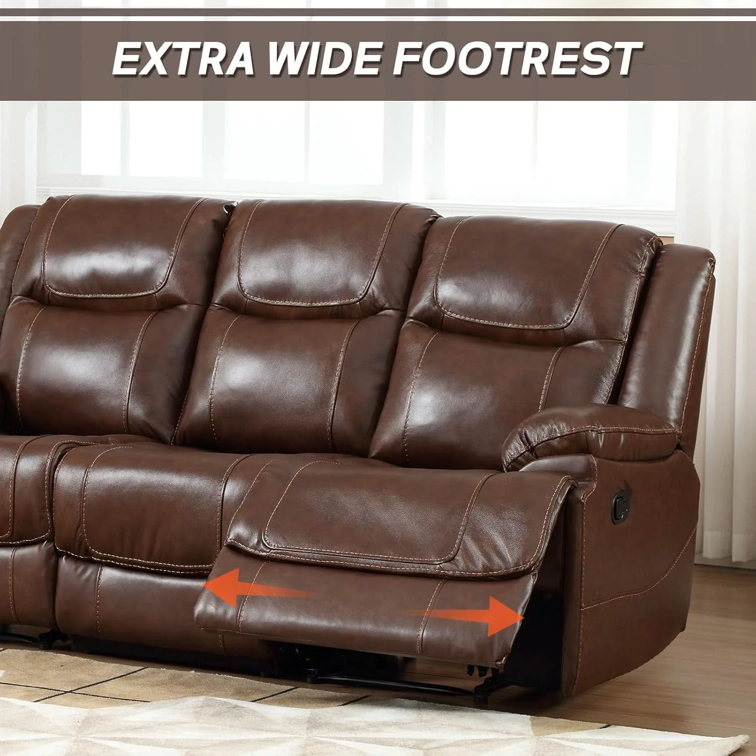 High-End Manual Recliner Sofa Set Brown Living Room Collection High-Performance