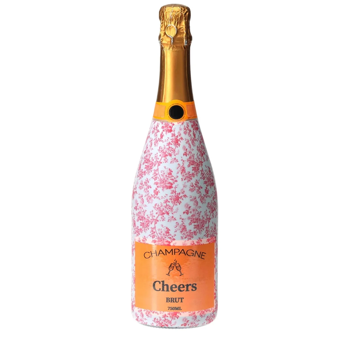 Specialty Grandmillennial Pink Floral Champagne Bottle Wrap Official