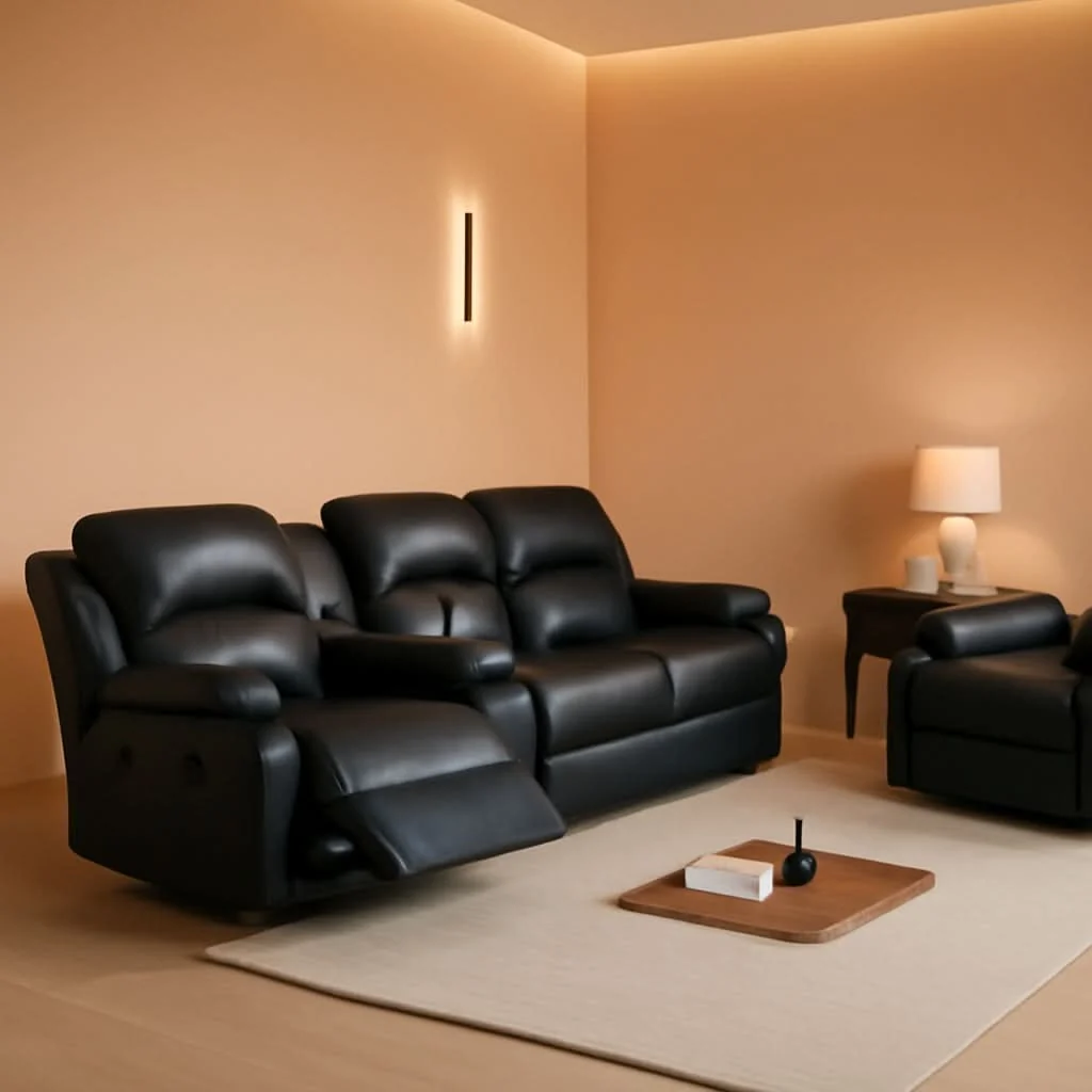 Responsible Black Recliner Sofa Set For Living Room Theater Seating Casual