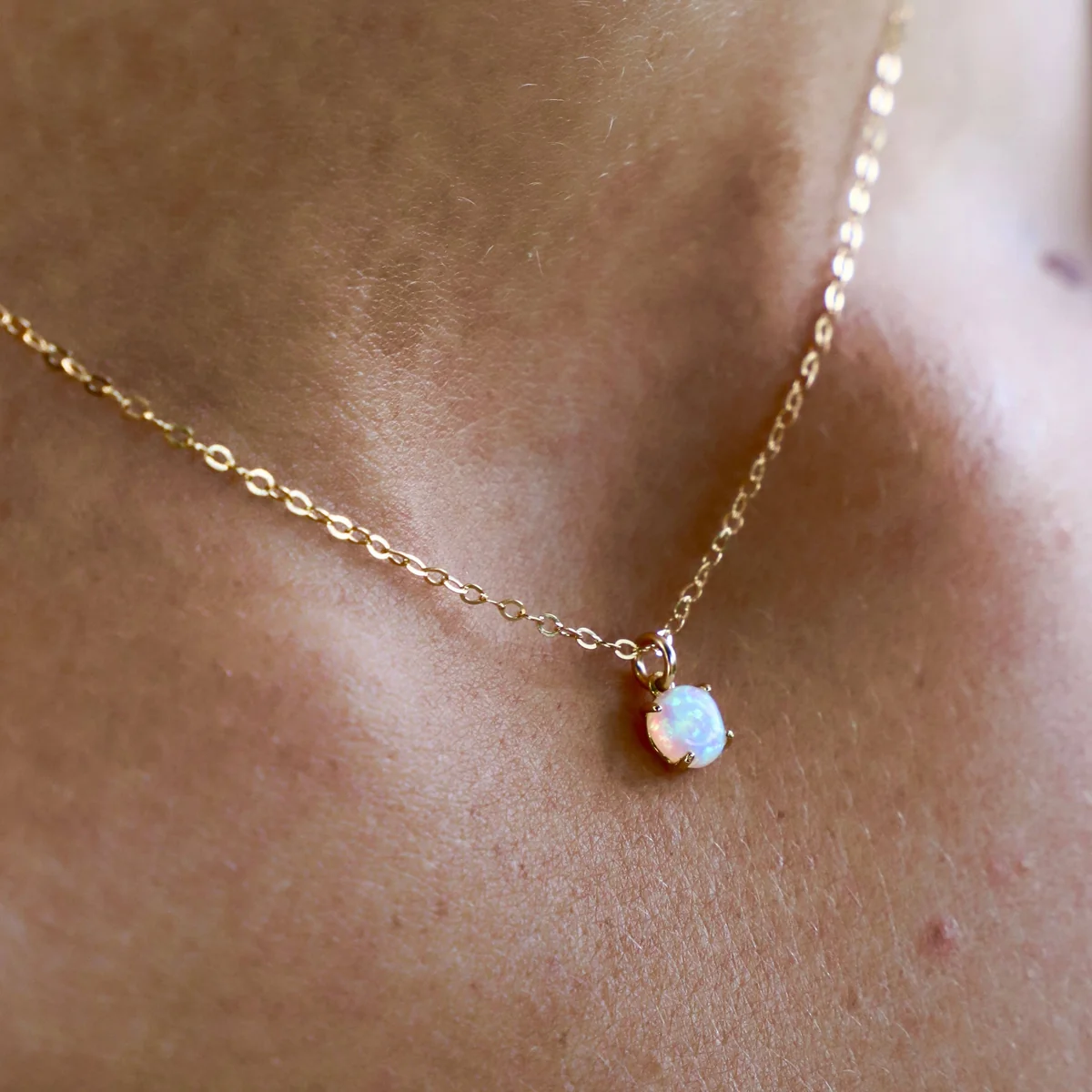 Superior Gold Opal Gold Drop Necklace Smooth