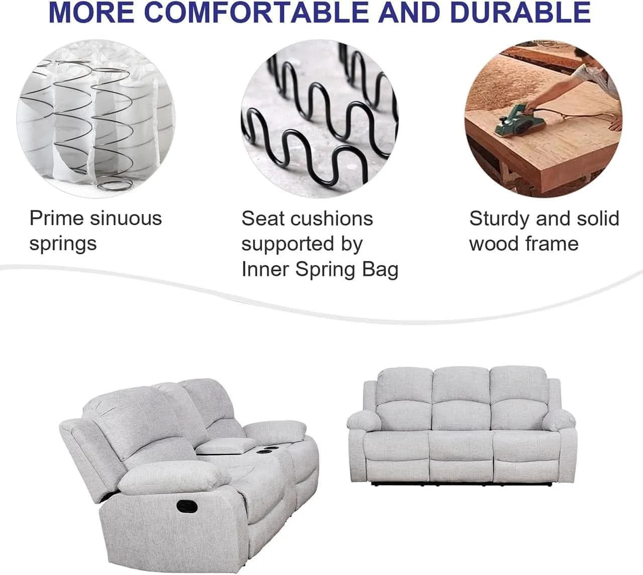 First-Class Grey Microfiber Reclining Sofa And Loveseat Set For Living Room Prestigious
