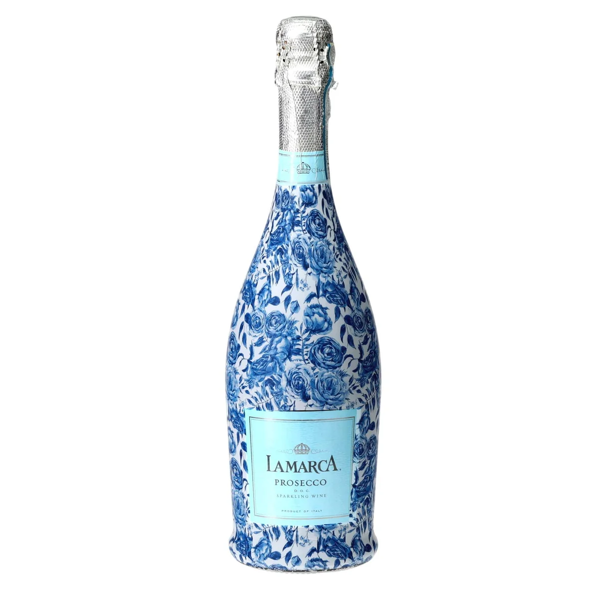 Environmentally Friendly Blue Porcelain Roses Prosecco Bottle Wrap Practical