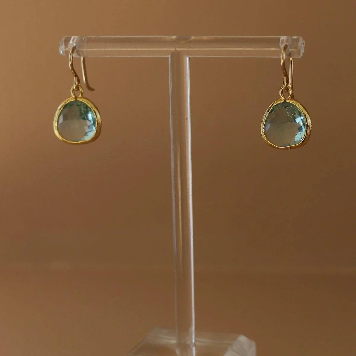 Casual Medium Aquamarine Bezel Earrings Environmentally Friendly