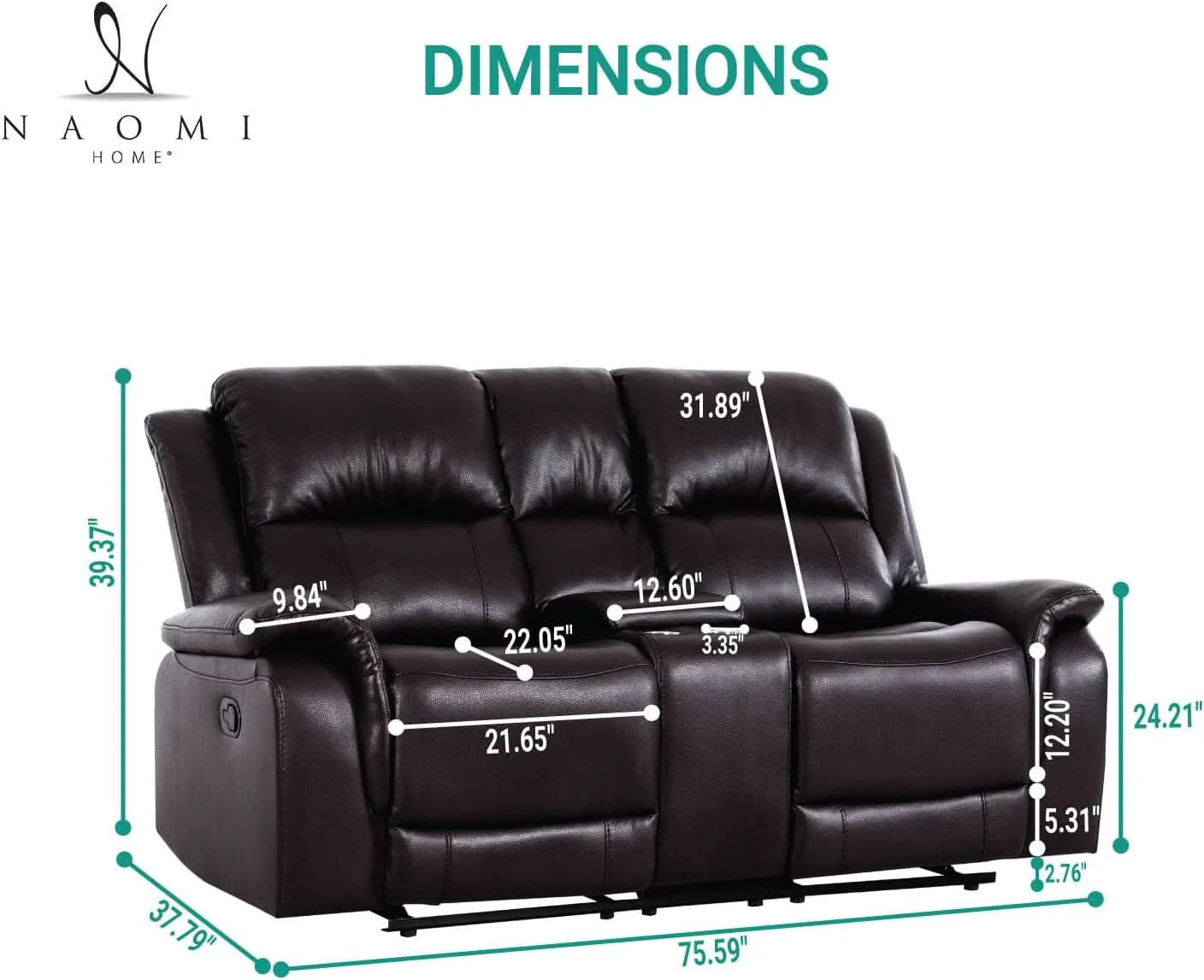 Certified Espresso Leather Sofa Set With Manual Recliner For Living Room User-Friendly