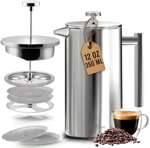Sustainable 304 Grade Stainless Steel French Press 12 Oz Eco-Friendly
