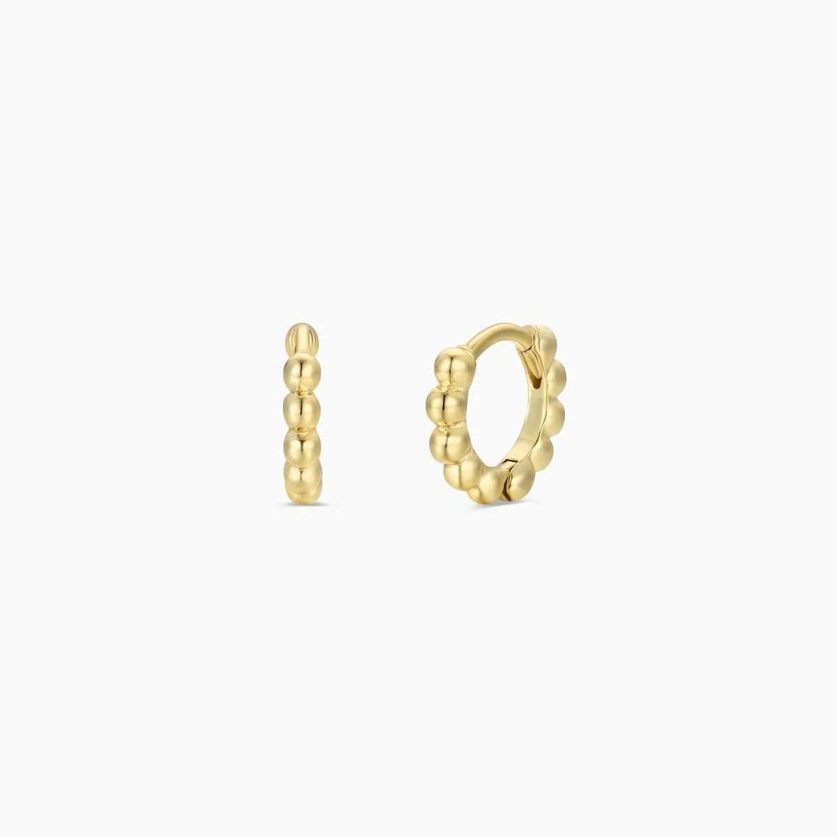 Modern Tiny Ball Hoop Gold Earrings Expertly Made