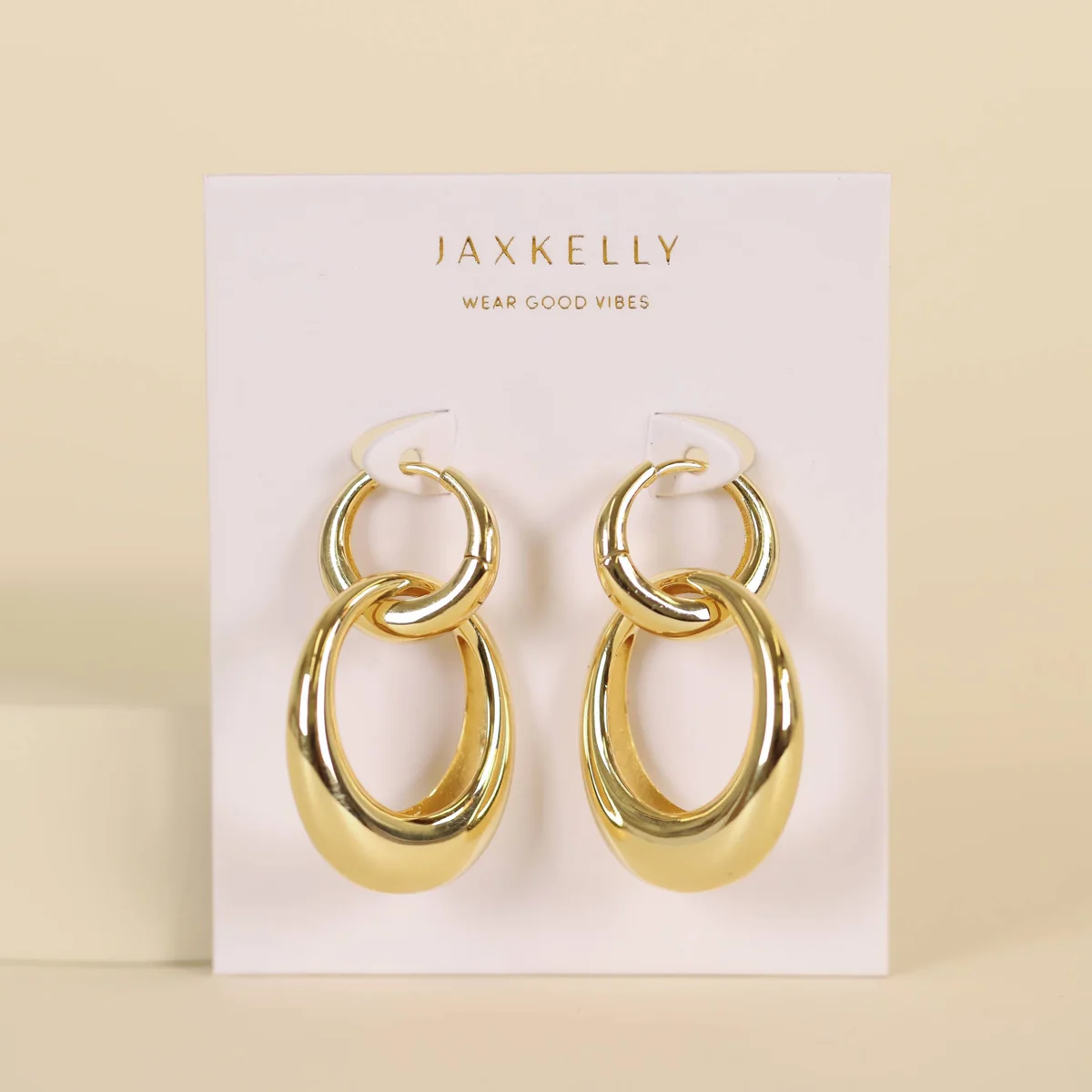 Natural Gold Hoop Coupled Earrings Premium