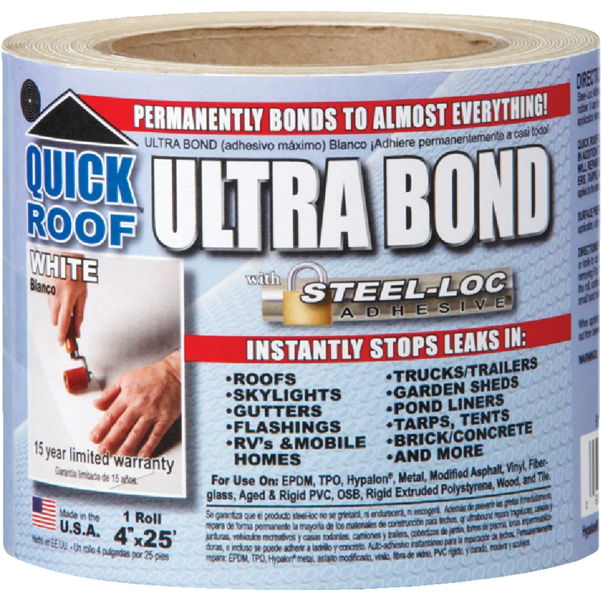 Next-Generation Quick Roof Ultra Bond 4 In. x 25 Ft. Instant Self-Adhesive Roof Repair Lightweight
