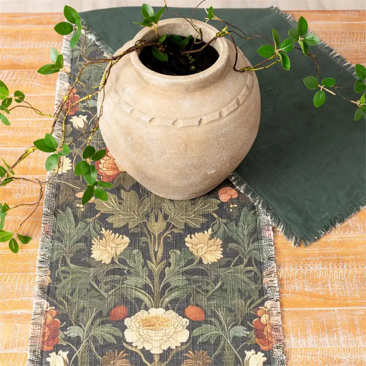 Exceptional Moody Floral Table Runner Specialty