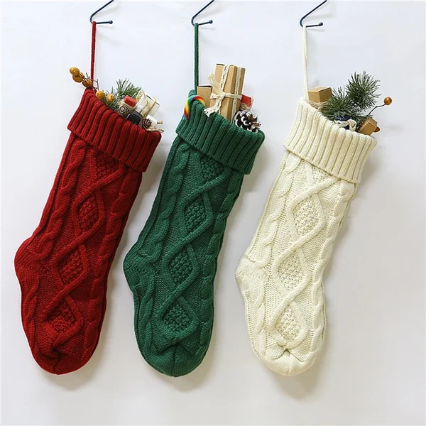 Selected Cable Knit Christmas Stockings Solid